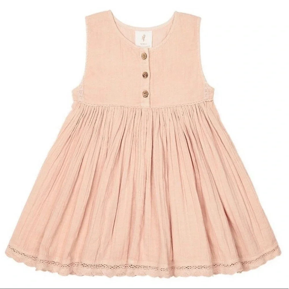 SPELL &‎ The Little Gypsies Ava Botanically Dyed Cotton Sleeveless Dress Rose 3Y